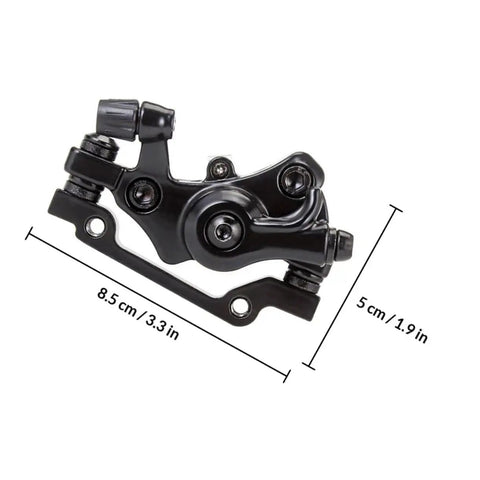 Built Tough Mechanical Disc Brake Kit For Mountain And Road Cycles Featuring Adjustable Aluminum Alloy Caliper side view with dimensions