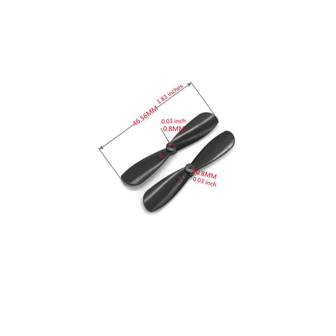 46 Mm Nylon UAV Propeller Blades For Mini Drones With 0.8mm Shaft Forward And Reverse RC Quadcopter Propellers Fits Motors 614 615 716 Lightweight Replacement Parts For Quick Flyin, side view showing dimensions
