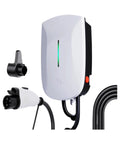 Premium Level Two Electric Vehicle Charger With J1772 Connector And Adjustable Wall Box EVSE featuring a wall-mounted design and charging cable.