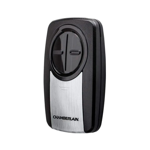 Universal 2 Button Garage Door Remote KLIK5U-SS Silver, black trim, two buttons, for two openers, sleek design