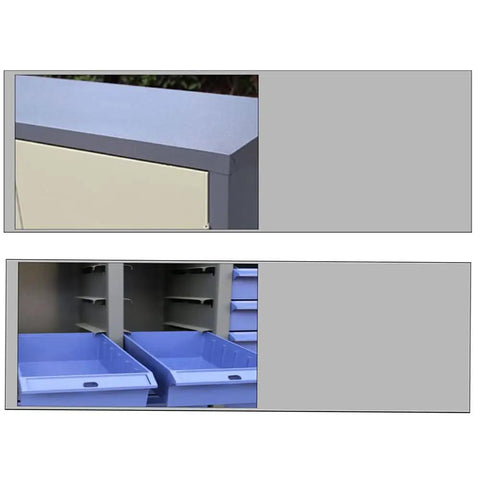 Close-up of a 60 Drawer Steel Parts Storage Cabinet With Lockable Doors For Bolts Nuts Hardware And Craft Tools Heavy Duty