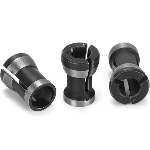 Three Piece Collet Adapters Set 6mm 6.35mm 8mm For Straight Grinders Replacement Collet Chuck Kit in black carbon steel