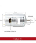 775 795 895 Spindle Motor Upgrade For Lawn Mowers And DIY Projects, 3000-12000 RPM, 24V 150W Brush DC Motor showing dimensions