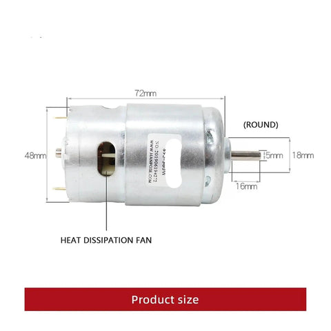775 795 895 Spindle Motor Upgrade For Lawn Mowers And DIY Projects, 3000-12000 RPM, 24V 150W Brush DC Motor showing dimensions