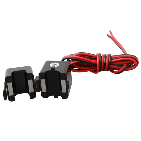 Slick Split Core Current Transformer Clamp With Dead Simple Live Wire Hookup And Bang On Point Five Accuracy For Quick Ev Charger Grid Tracking And Solid 5G Station Power Monitoring, black with red wires.