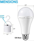Rechargeable LED Bulbs 9W Daylight White 6000K Multi-Function Battery Backup Emergency Light dimensions with E26 base