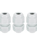Three Piece NPT 1/4 Inch Nylon Cable Glands Waterproof Cord Grip Connectors Set With Gaskets And Locknuts For Junction Boxes Fits 3-6.5mm Wires Gray Finish