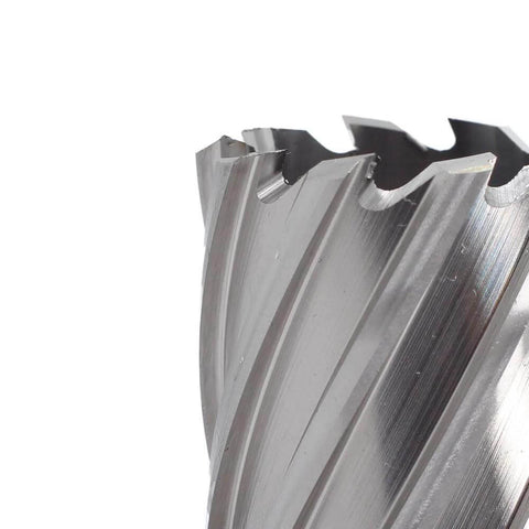 Oscarbide annular cutter close-up view, 1-7/16 in cutting diameter with toothed rim for magnetic drill use