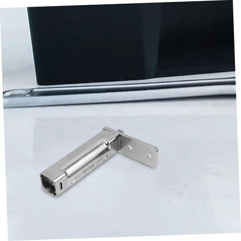 Freezer Door Hinges Replacement Kit For Refrigerators And Freezers No Fuss Install Smooth Quiet Operation Keeps Cold Air In And Seals Tight For Household Use, shown in close-up view, featuring metallic hinge component on surface.
