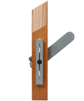 Heavy Duty Wooden Featherboard For Table Saws Stops Kickback Dead with metal clamp, view of side profile, ideal for safe cuts.