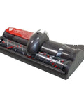 DC24 Upright Vacuum Cleaner Head Assembly Replacement Part 915936-11, gray plastic with red brush stripes, side angle view.