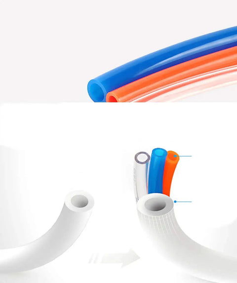 Works Like A Champ 12 Mm Polyurethane Pneumatic Hose Tube For Air Compressor And Beverage Transfer 80 Meter Long Orange Flexible Line With No Fuss Design, showing colorful tubing.