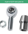 Bulletproof Heavy Duty 5/8 Inch Heim Joint Rod End Kit For Custom Track Bars And Dirt Roader Chassis Builds with nut and adapter.