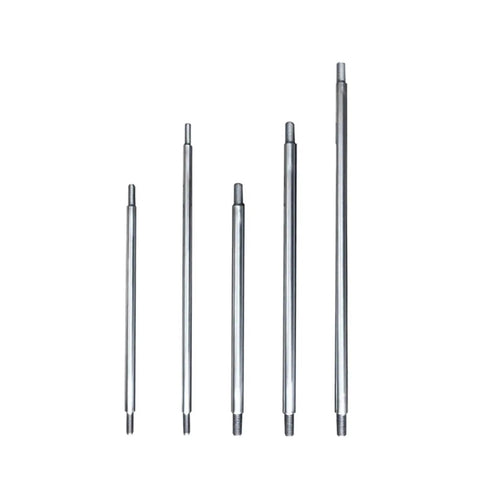 Top Tier Reciprocating Cycle Linear Actuator Push Rod Replacement For Telescopic Motors With Slick M6 Threading And 8 By 200 Millimeter Stroke, five metal push rods of varying lengths.