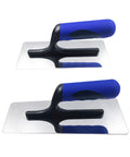 Venetian Plaster Trowels Set Two Piece Stainless Steel Pro Grade With Easy Grip Ergonomic Rubber Handles For Smooth Finishes