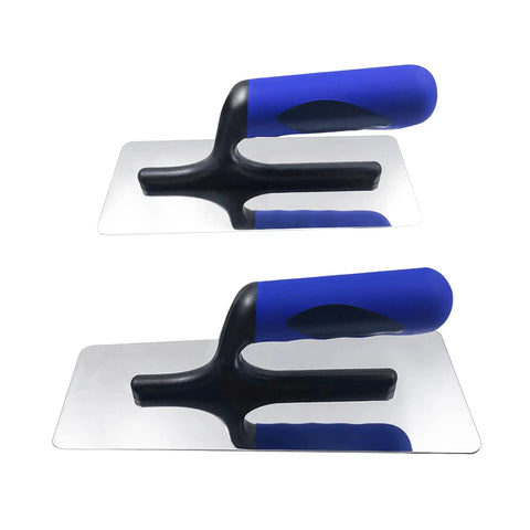 Venetian Plaster Trowels Set Two Piece Stainless Steel Pro Grade With Easy Grip Ergonomic Rubber Handles For Smooth Finishes