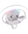 Lonfgrc Aromatherapys Oscillating Ceiling Fan Light with Multiple Lighting Modes for Living Room Home Restaurant Comfort White, top view with colorful light.