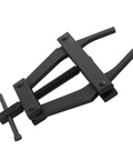 Beefy Motorcycle Chain Tensioner Tool Heavy Duty Steel Chain Adjuster close-up of adjustable clamp design for quick tightening.