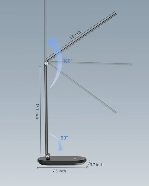 Smart LED Desk Lamp With Eye Caring Light, Stepless Dimming And Timer, Hands Free Voice Control, adjustable arm angles