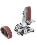 Heavy Duty Stainless Steel 100W Electric Belt Sander Featuring Variable 4500 To 9000 Rpm Settings For A Sweet Woodworking Polish And Fast Knife Grinding Jobs with motor and sanding belt.