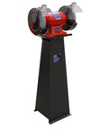 Beefed Up Floor Stand For Bench Grinders That Brings Beast Mode Stability To Your Daily Grind With Straightforward Mounting And Universal Garage Fitment Plus Extra Reinforcement, metal structure with grinder attached