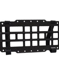 Rugged Tactical Sun Visor Rack With Reinforced Panels And Secure Lash Bands For Tesla Cybertruck in black carbon design.