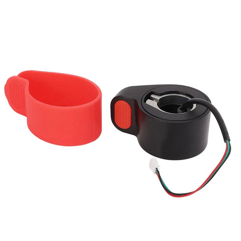 Thumb Accelerator Speed Dial For Electric Scooters Silicone Sleeve Non Slip Grip Durable ABS Build Easy Install Smooth Acceleration Compatible With PRO2 And Similar Models, showing red silicone sleeve and black ABS unit