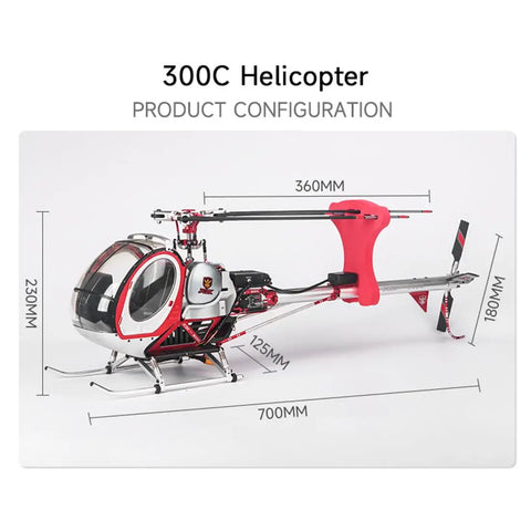 Ultra Realistic All Metal RC Helicopter With GPS And 2.4G Control 3 Blade 12CH Flybarless System dimensions diagram
