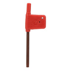 Front view of red plastic T20 Torx-handled tool with brown steel shaft