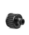 Black 12Mm Air Filter Cold Air Intake Breather for cars and motorcycles, showcasing universal fit and aluminum build
