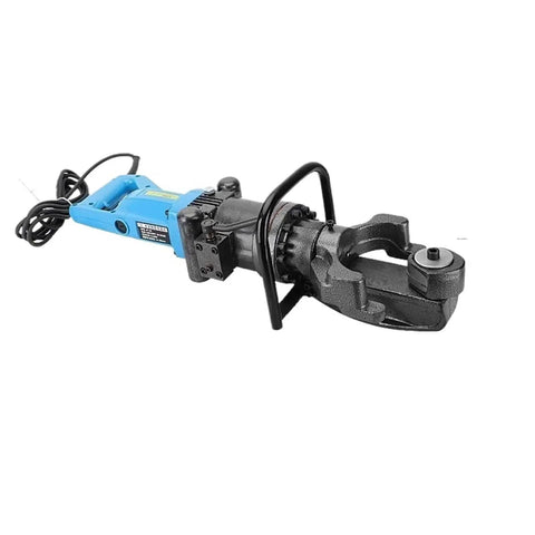 Portable Electric Rebar Cutter And Bender Machine With Strong Clamp Head For Quick Steel Straightening And Hook Bending, side view.