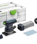 Finish Orbital Sander RTS 400 REQ Plus with 250W motor, ergonomic grip, and accessories beside a storage case.