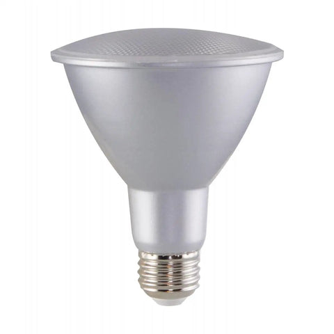 Long Neck PAR30 LED Flood Light Bulbs 12.5W 3000K Warm White, 40 Degree Beam, 90 Plus CRI, Dimmable, shown in silver finish