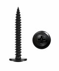 90 Pack Bulk Value Black Heavy Duty Truss Head Self Tapping Screws Size 8x1-1/4 Inch close-up view, showing threading and head