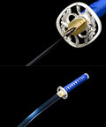 Blue Dragonfly Wakizashi Samurai Sword Combat Ready High Carbon Steel Hand Forged Full Tang Katana Real Sharp Weapon with blue handle