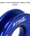 Heavy Duty Winch Snatch Recovery Ring With 55000 Lbs Minimum Break Strength Rope Retention Pulley Lightweight Recovery Blocks Towing Kit For ATV UTV SXS SUV Truck Off Road 4x4 Blue, blue aluminum close-up