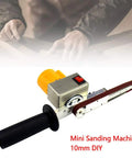 Nifty Mini Electric Belt Sander Packed With A Grippy Handle And Ten Sturdy.4 By 13 Inch Sanding Belts Boasts Seven Smooth Speed Settings For No Sweat Wood Crafting And Fast Metal Polishing Daily in a close-up view.