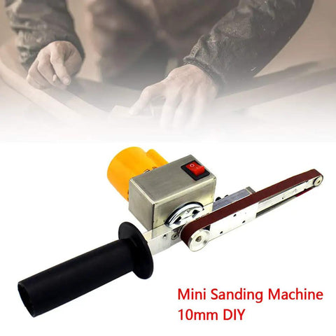 Nifty Mini Electric Belt Sander Packed With A Grippy Handle And Ten Sturdy.4 By 13 Inch Sanding Belts Boasts Seven Smooth Speed Settings For No Sweat Wood Crafting And Fast Metal Polishing Daily in a close-up view.