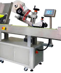 Automatic Labeling Machine For Small Cardboard Boxes Express Delivery Flat Label Sealer Heavy Duty Industrial Packing Equipment on a conveyor.
