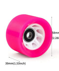 Close-up of pink 58x39mm roller skate wheel with 608RS bearing, part of 8 Pack 58x39mm Roller Skate Wheels With Bearings For Inline Skates And Skateboards.
