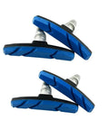 Dual Pack 4 Pcs V-Brake Pads 70mm Blue For MTB Mountain Bikes, showing two pairs with curved design and no skid surface