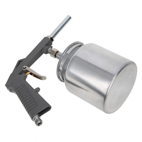 Heavy Duty Pneumatic Spray Paint Sprayer With 25 Oz Aluminum Cup For Automotive And Industrial Coatings Boss Grade Performance Smooth As Butter Pro Shop Tool showing the sprayer and aluminum cup.
