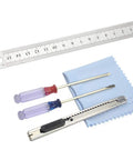 Dope 28 Piece Model Tools Kit For Gundam And Car Model Building with screwdrivers, ruler, and knife on cleaning cloth