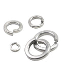 Heavy Duty Stainless Steel Spring Lock Washers, Split Lock Washers For Preventing Nut Loosening displayed in various M2 to M30 sizes.