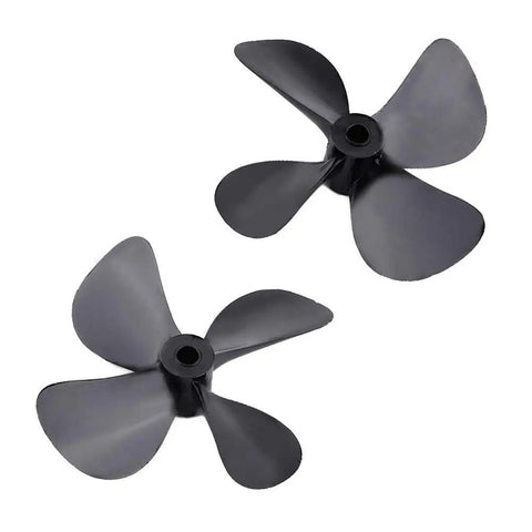 High Thrust 60mm RC Boat Propeller Set For 4mm Shaft Black Plastic Underwater Propellers For RC Submarine And Boat Refitting Durable Easy Install Replacement Pair, showing two black propellers angled on white background.