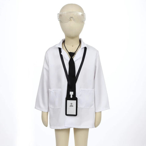 Kids Doctor Scientist Lab Costume Set With Thick White Coat And Matching Accessories, Unisex Role Play Outfit, Size 5 to 6