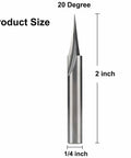 20 Degree V Groove Router Bit For Letter Outlining And Wood Sign Carving, V Point Profile Bit For Tracing Lines, Shown with Dimensions