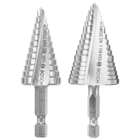 Cordless Drill Ready Step Drill Bit Set With Hex Shank And 2x Faster Cutting Through Metal Wood And Plastic Bosch IMSDC002 2 Piece
