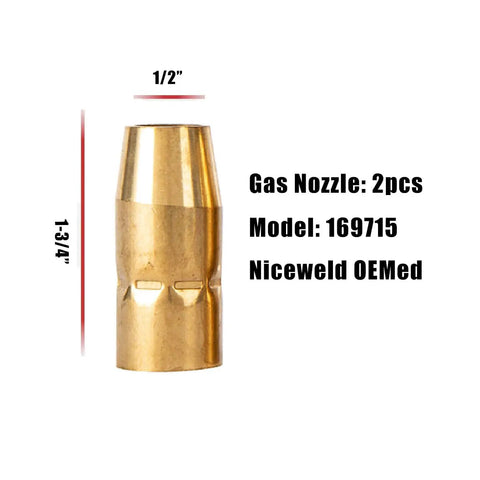 Gasless MIG Welder Nozzle Kit With Diffusers And 0.030 Contact Tips For Flux Core Use Replacement Nozzle 226190 Diffuser 169-716 Compatible With Miller Millermatic Welder 135 140 175 211 Gun M10/M15 Hobart Handler 1/2-inch gas nozzle