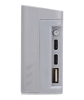 Side view of Three Slot LCD Drone Battery Charger Hub With Digital Display showing USB ports and durable ABS construction